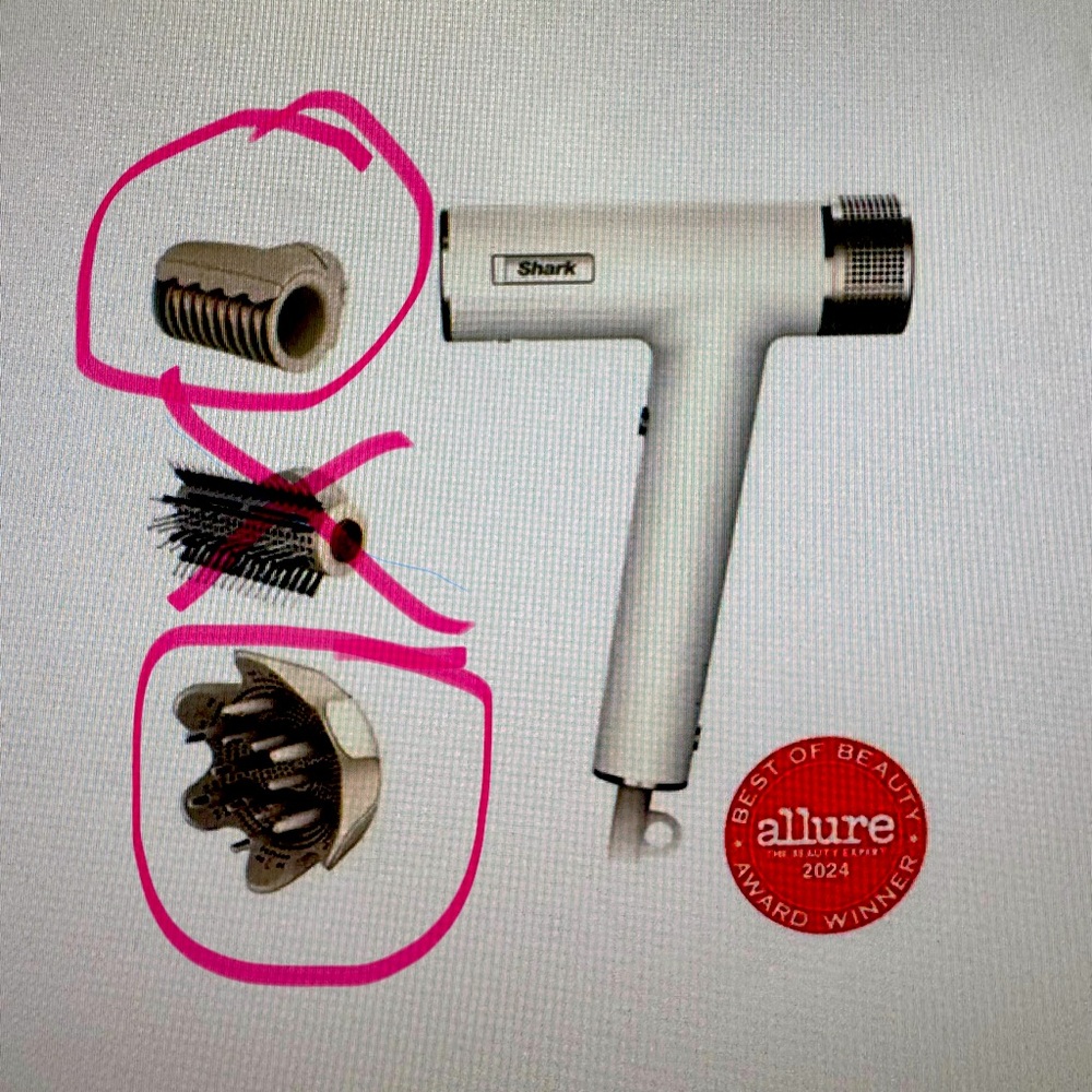 Shark SpeedStyle hair dryer 3 attach. Diffuser, round brush rapid gloss finisher